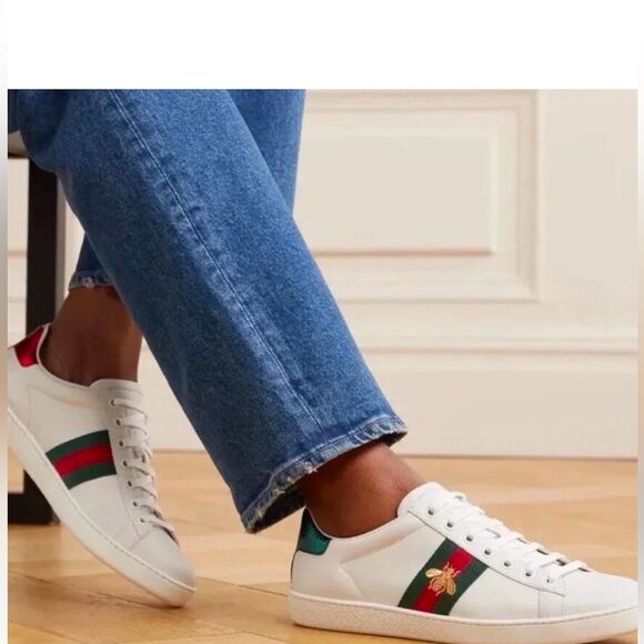 Gucci Ace Bee Embroidered Sneakers White leather Web Stripe Size EU 39.5 US 9.5 - Picture 14 of 14